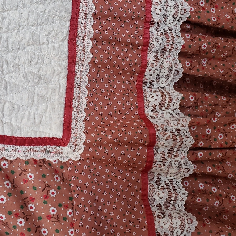 GUNNE SAX Vintage 70's Dreamie Floral Quilted Apron Front Hooded Maxi Dress sz 9 - Picture 8 of 15